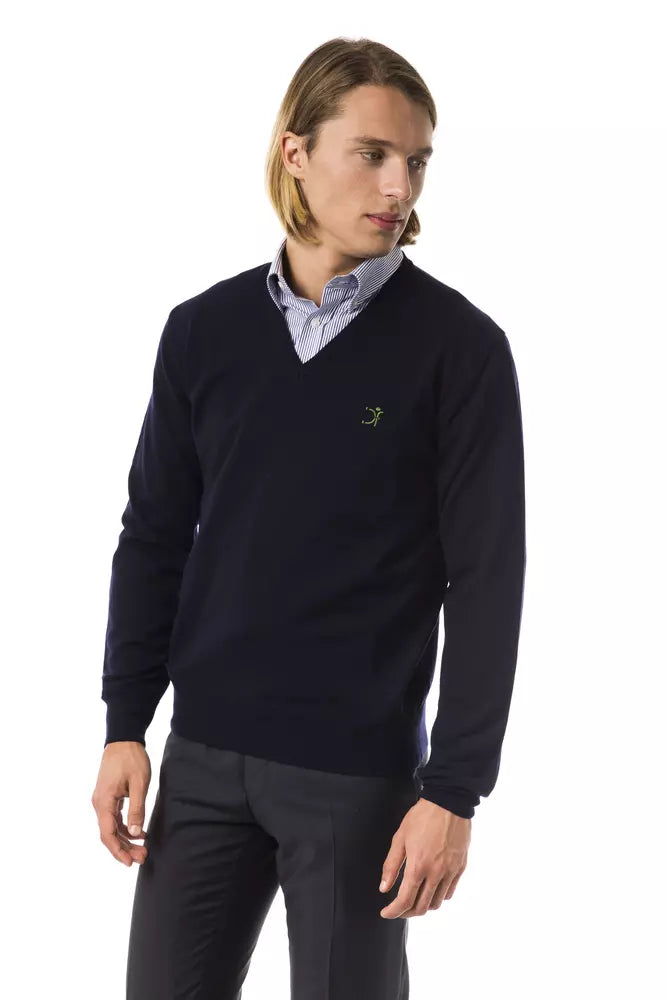 Herrenpullover aus blauer Merinowolle von Uominitaliani