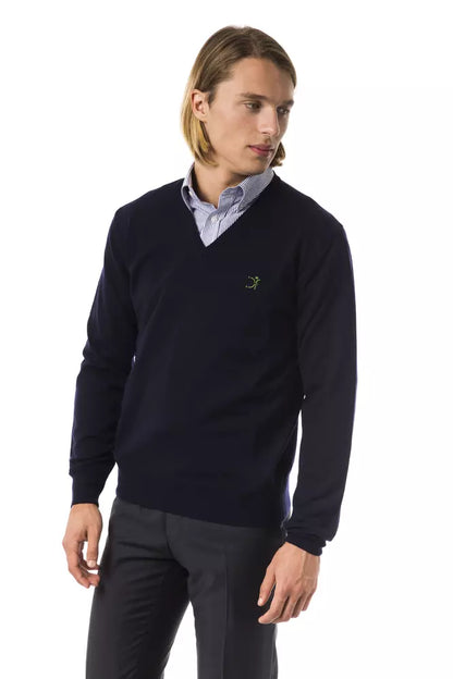 Herrenpullover aus blauer Merinowolle von Uominitaliani