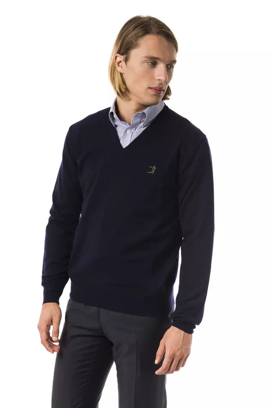 Herrenpullover aus blauer Merinowolle von Uominitaliani