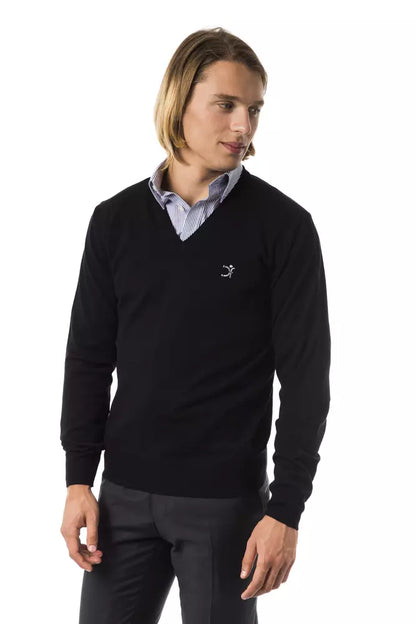Herrenpullover aus schwarzer Merinowolle von Uominitaliani