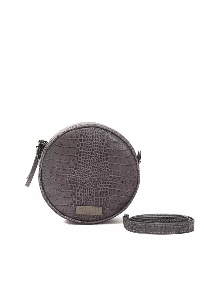 Pompei Donatella Graue Leder-Umhängetasche für Damen