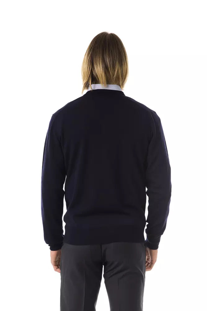 Herrenpullover aus blauer Merinowolle von Uominitaliani