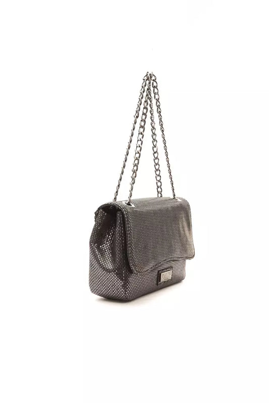 Pompei Donatella Graue Leder-Umhängetasche für Damen