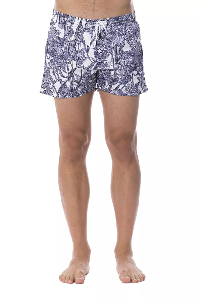 Roberto Cavalli Sport Hellblaue Polyester-Badehose für Herren