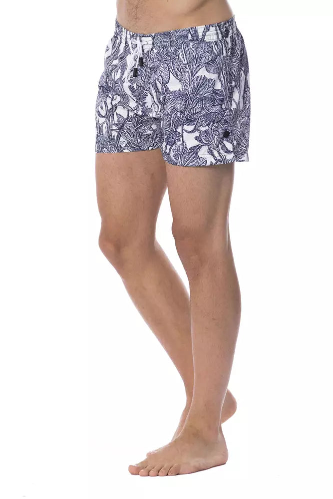Roberto Cavalli Sport Hellblaue Polyester-Badehose für Herren