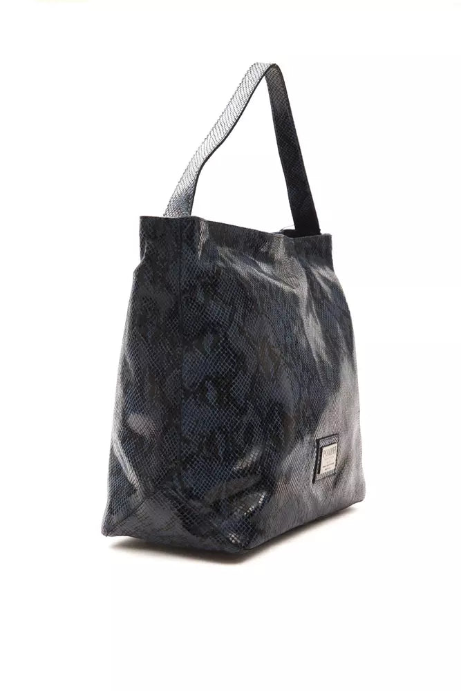 Pompei Donatella Damen-Umhängetasche aus blauem Leder