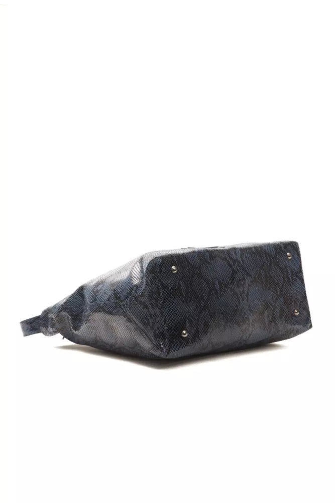 Pompei Donatella Damen-Umhängetasche aus blauem Leder