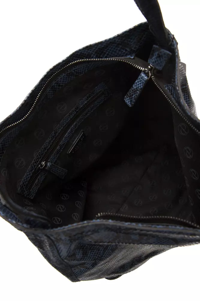 Pompei Donatella Damen-Umhängetasche aus blauem Leder