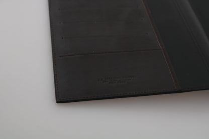 AG Spalding &amp; Bros. Schwarzes Leder-Reiseportemonnaie mit zweifacher Faltschließe und Logo