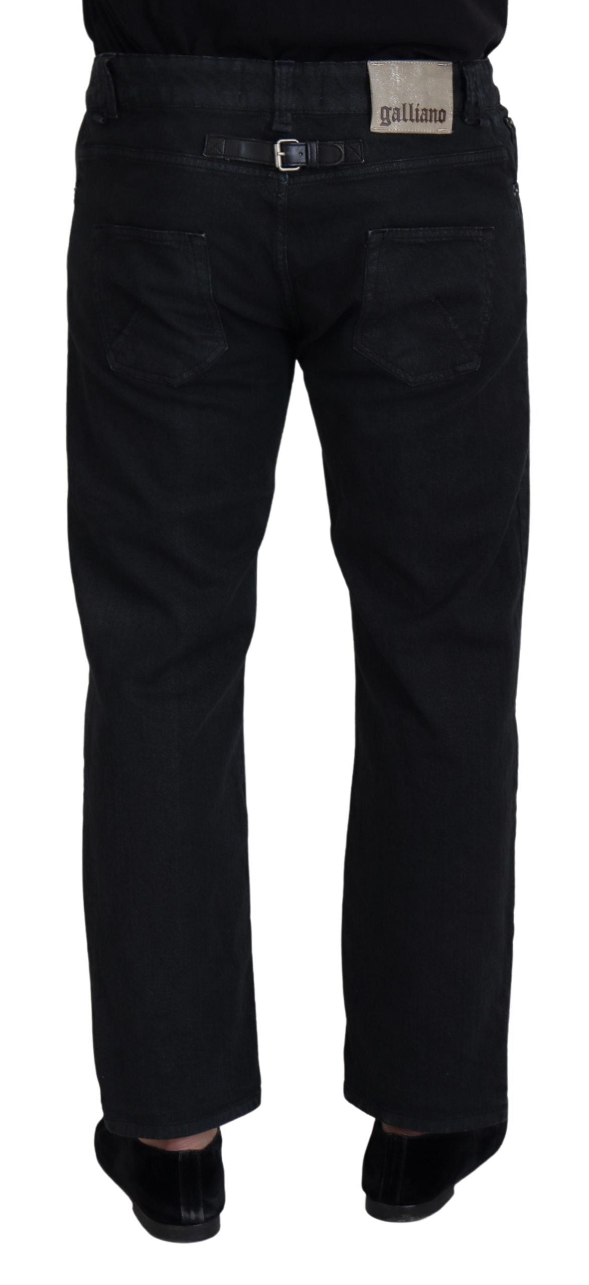 John Galliano Black Cotton Back Buckle Casual Denim Jeans