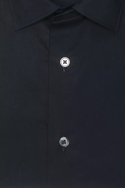 Robert Friedman Schwarzes Herrenhemd aus Baumwolle