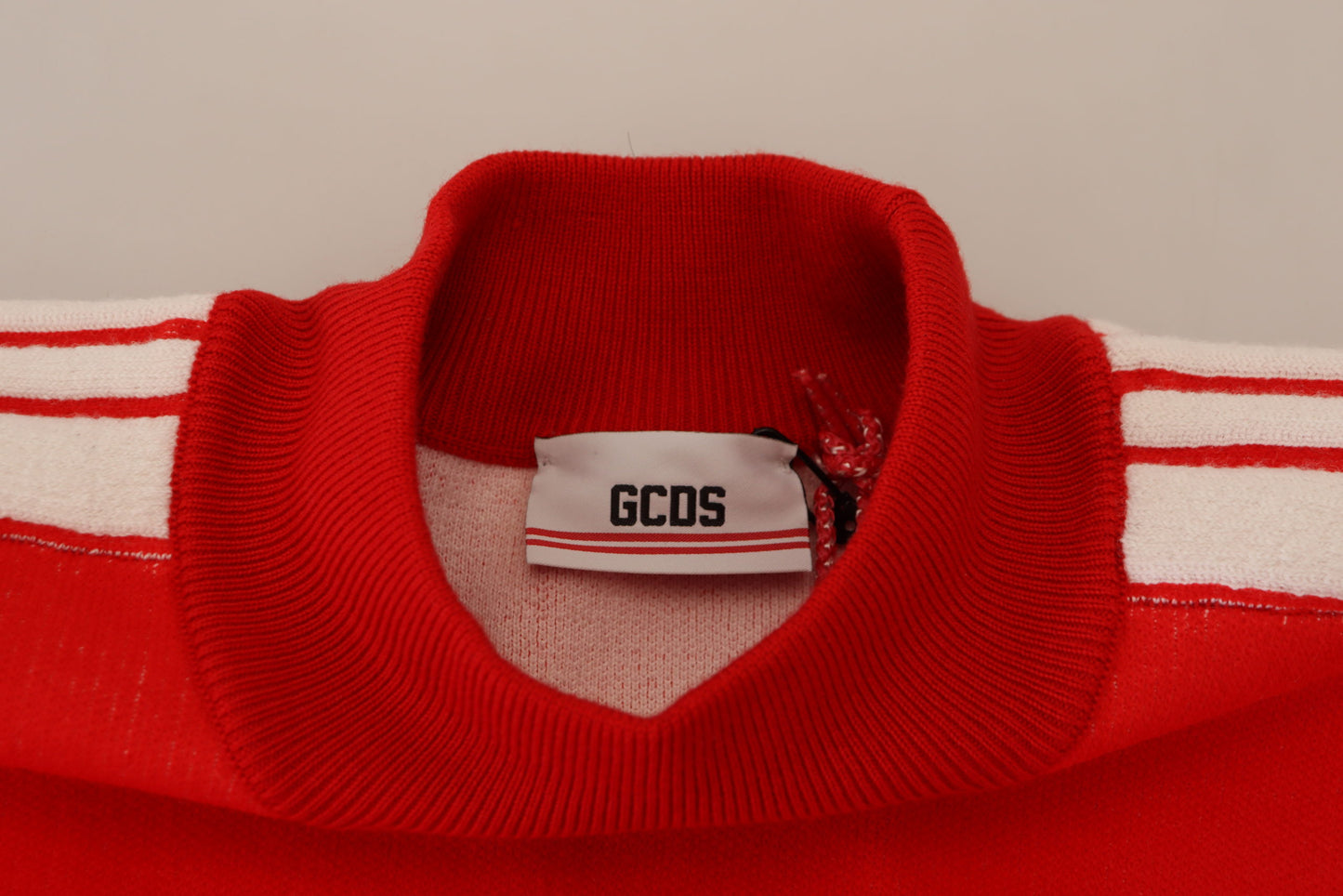 GCDS Roter Wollpullover mit Logo-Aufdruck und Rundhalsausschnitt für Herren