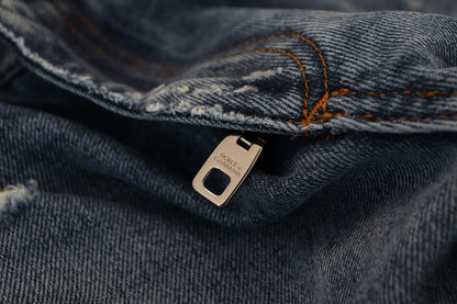 Dolce &amp; Gabbana Blaue zerfetzte Herren-Jeans aus Baumwolle