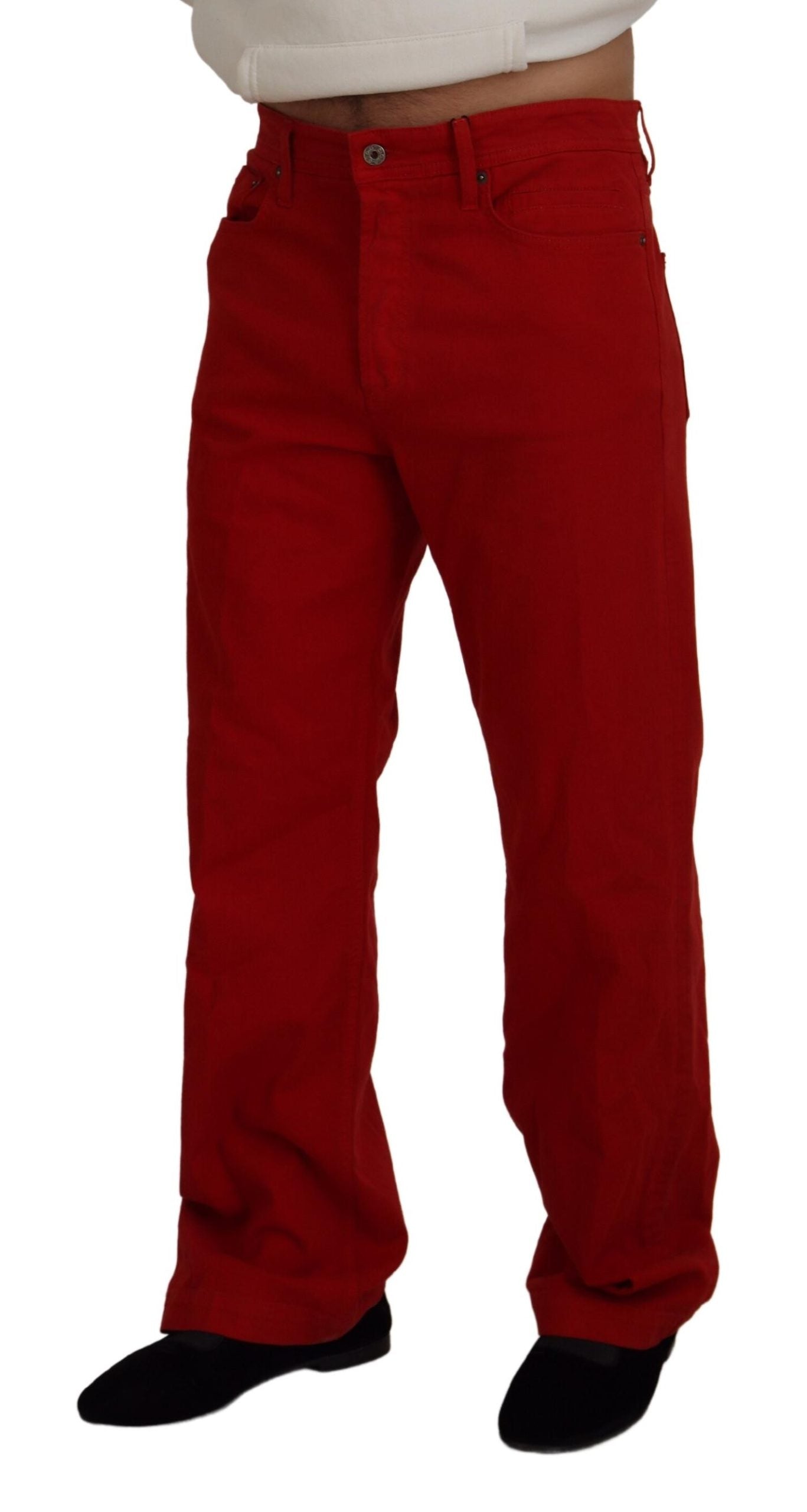Dolce &amp; Gabbana Rote Straight Fit Jeans aus Baumwolle für Herren