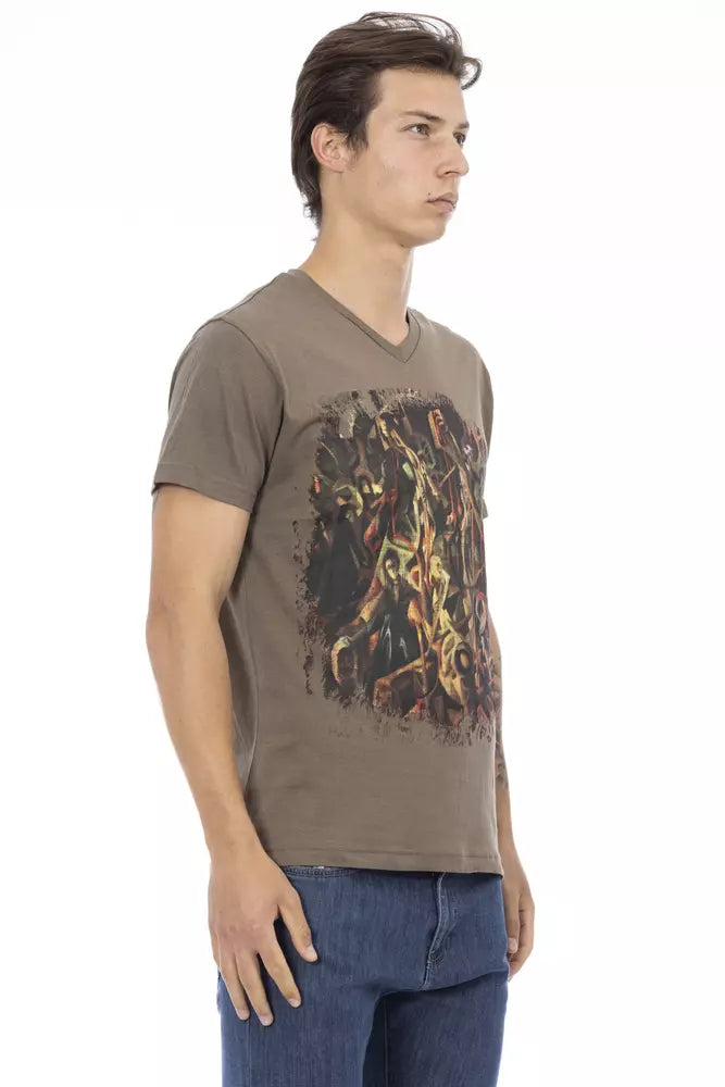 Trussardi Action Braunes Herren-T-Shirt aus Baumwolle