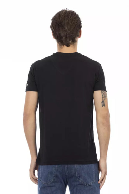 Trussardi Action Schwarzes Baumwoll-T-Shirt für Herren