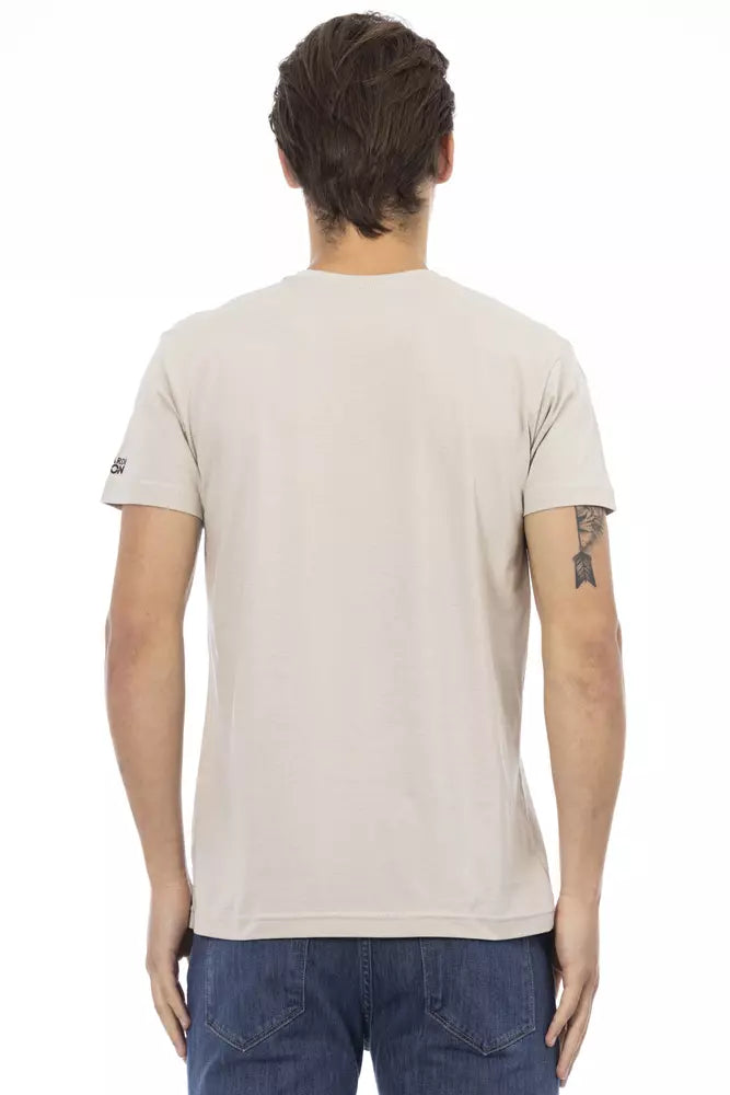 Trussardi Action Beige Baumwolle Herren T-Shirt mit V-Ausschnitt
