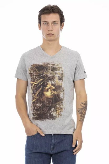 Trussardi Action Graues Herren-T-Shirt aus Baumwolle