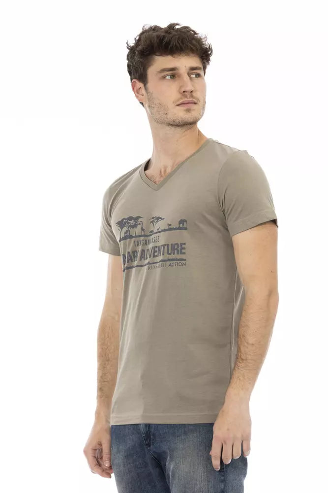 Trussardi Action Braunes Herren-T-Shirt aus Baumwolle