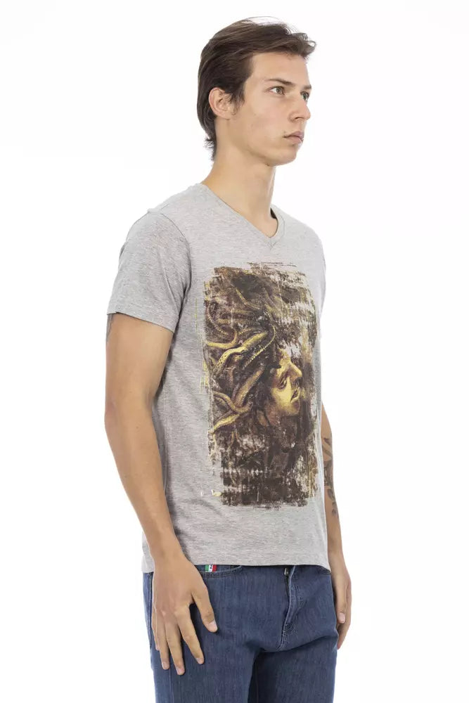 Trussardi Action Graues Herren-T-Shirt aus Baumwolle