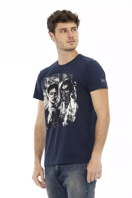 Trussardi Action Blaues Herren-T-Shirt aus Baumwolle
