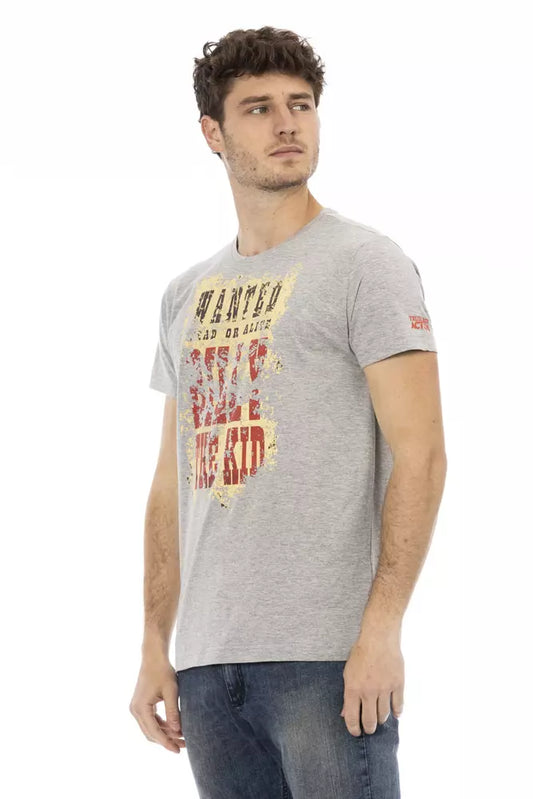 Trussardi Action Graues Herren-T-Shirt aus Baumwolle