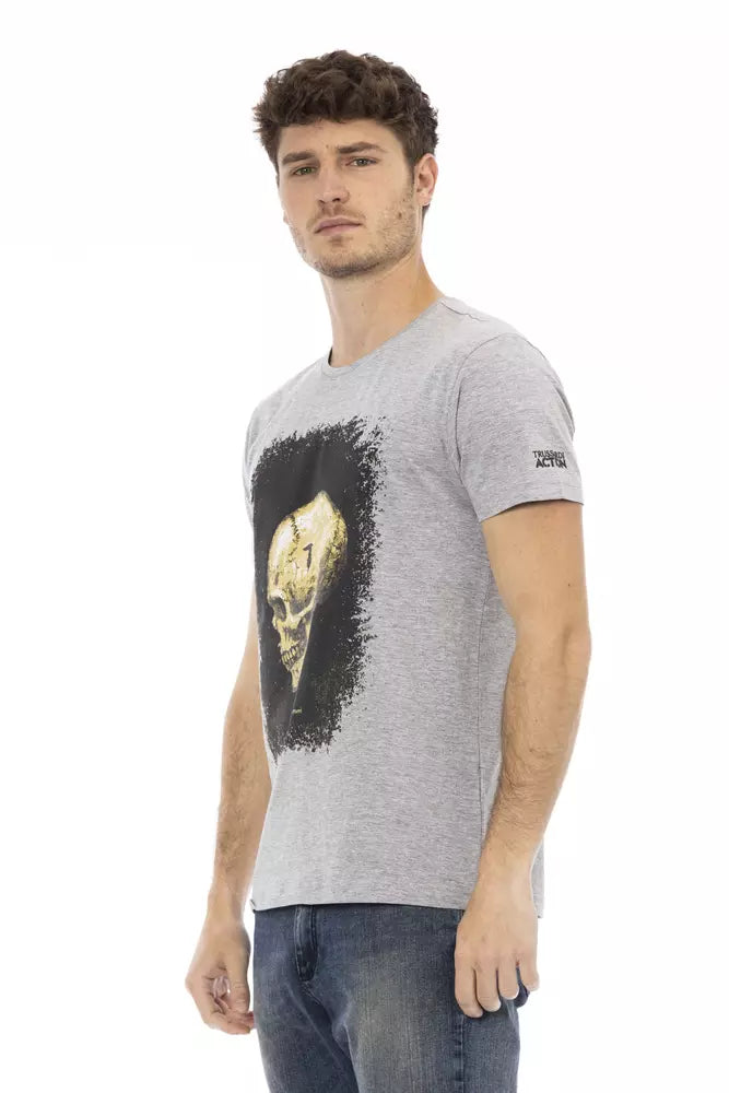Trussardi Action Graues Herren-T-Shirt aus Baumwolle