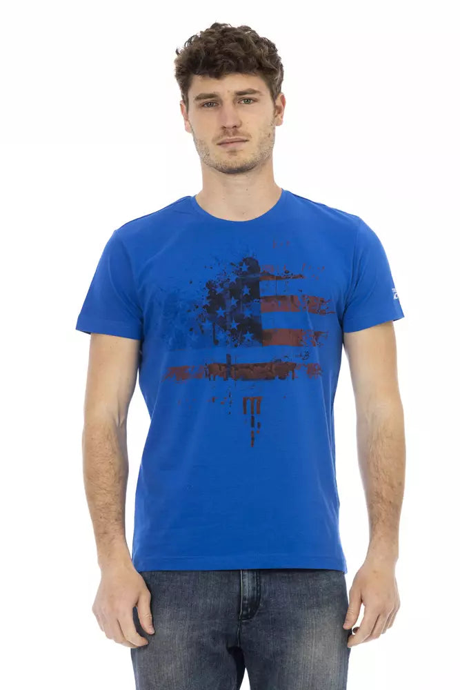 Trussardi Action Blaues Herren-T-Shirt aus Baumwolle