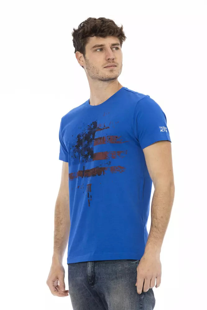 Trussardi Action Blaues Herren-T-Shirt aus Baumwolle
