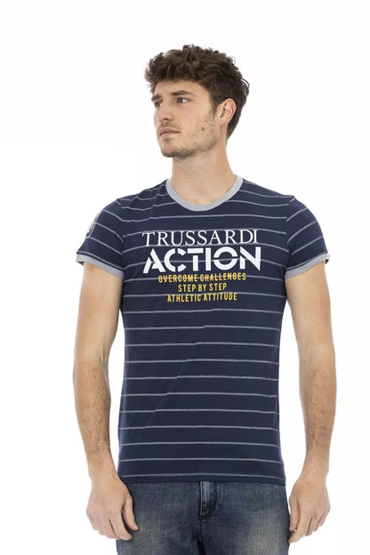Trussardi Action Blaues Herren-T-Shirt aus Baumwolle
