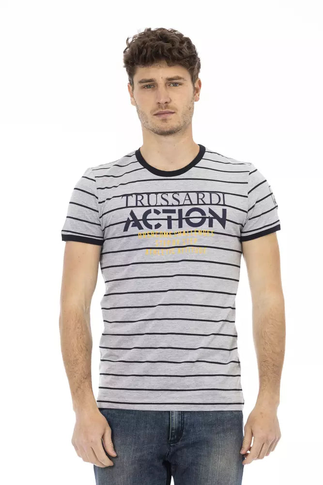 Trussardi Action Graues Baumwoll-T-Shirt für Herren