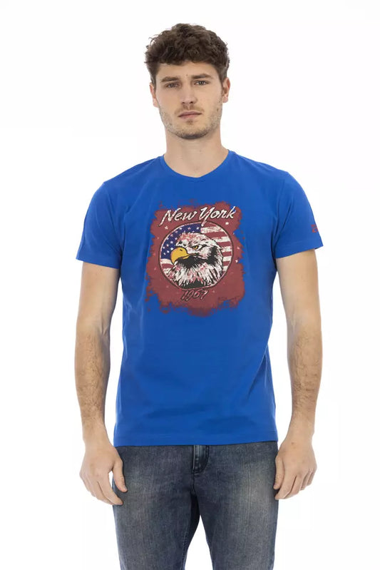 Trussardi Action Blaues Herren-T-Shirt aus Baumwolle