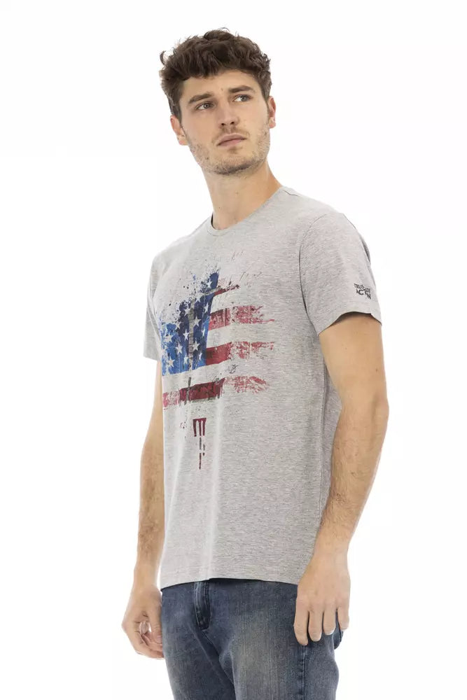 Trussardi Action Graues Herren-T-Shirt aus Baumwolle