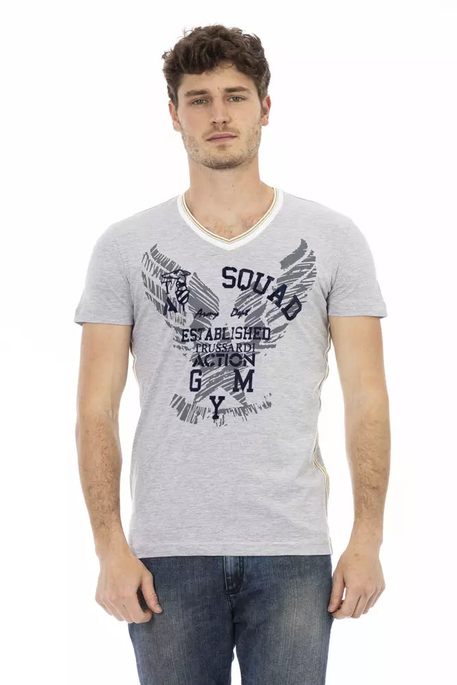 Trussardi Action Graues Baumwoll-T-Shirt für Herren