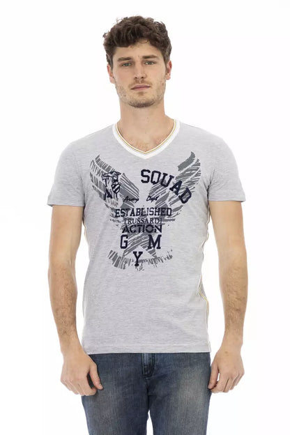 Trussardi Action Graues Baumwoll-T-Shirt für Herren