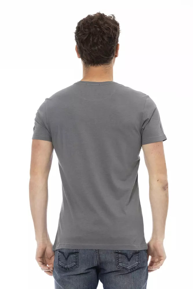 Trussardi Action Graues Herren-T-Shirt aus Baumwolle