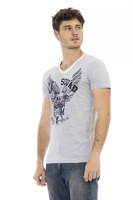 Trussardi Action Graues Baumwoll-T-Shirt für Herren