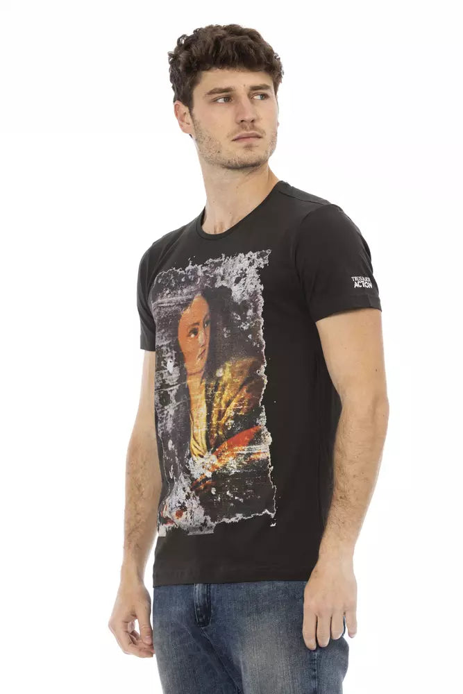 Trussardi Action Herren-T-Shirt aus schwarzer Baumwolle