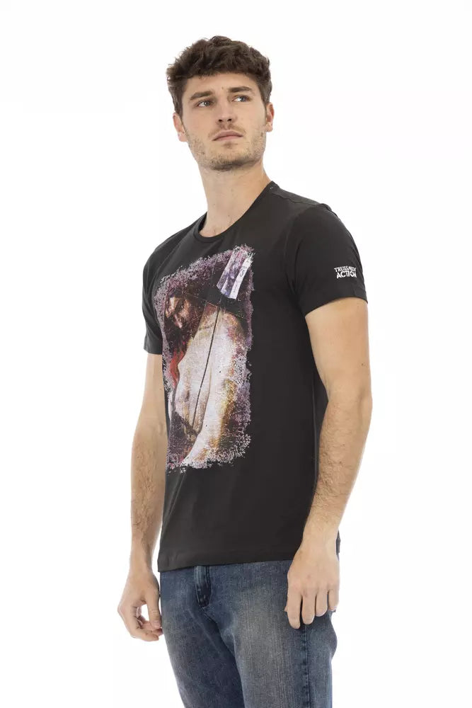 Trussardi Action Herren-T-Shirt aus schwarzer Baumwolle