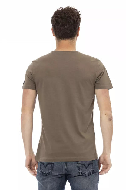 Trussardi Action Braunes Herren-T-Shirt aus Baumwolle