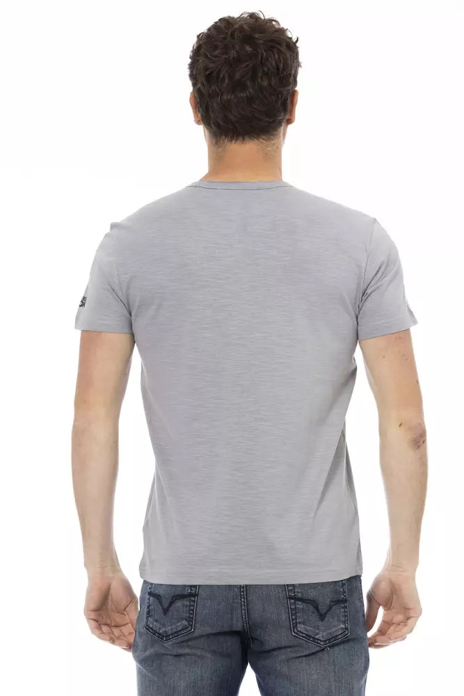 Trussardi Action Graues Herren-T-Shirt aus Baumwolle
