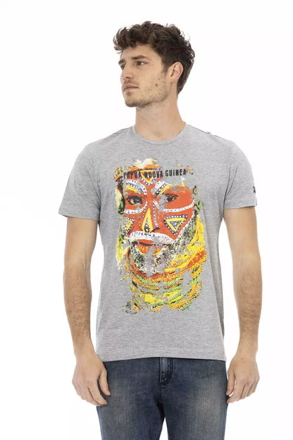 Trussardi Action Graues Baumwoll-T-Shirt für Herren