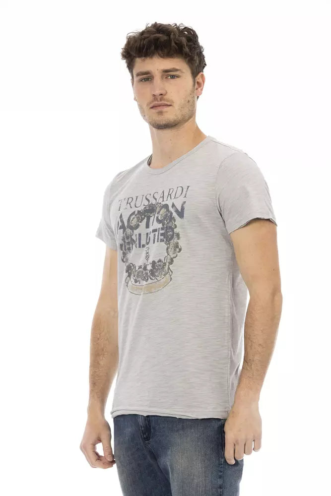 Trussardi Action Graues Baumwoll-T-Shirt für Herren