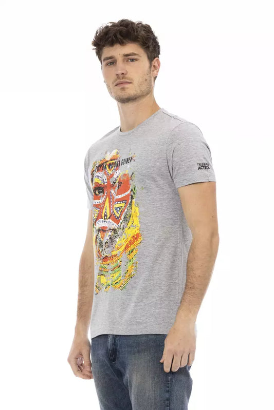 Trussardi Action Graues Baumwoll-T-Shirt für Herren