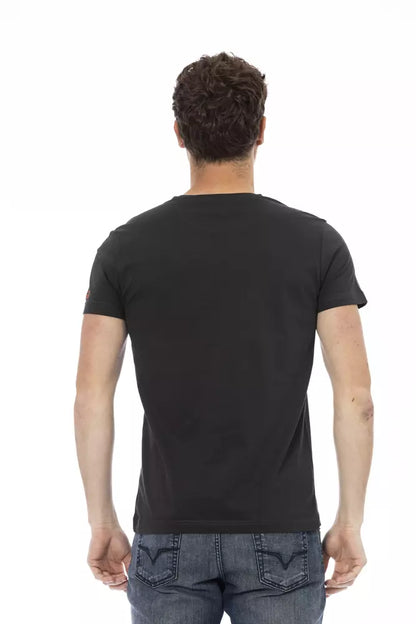 Trussardi Action Schwarzes Baumwoll-T-Shirt für Herren