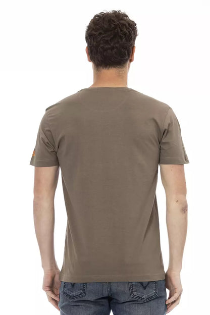 Trussardi Action Braunes Herren-T-Shirt aus Baumwolle
