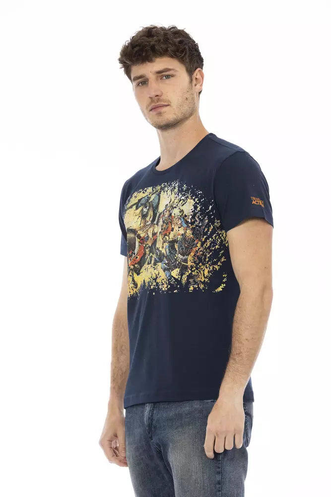 Trussardi Action Blaues Herren-T-Shirt aus Baumwolle