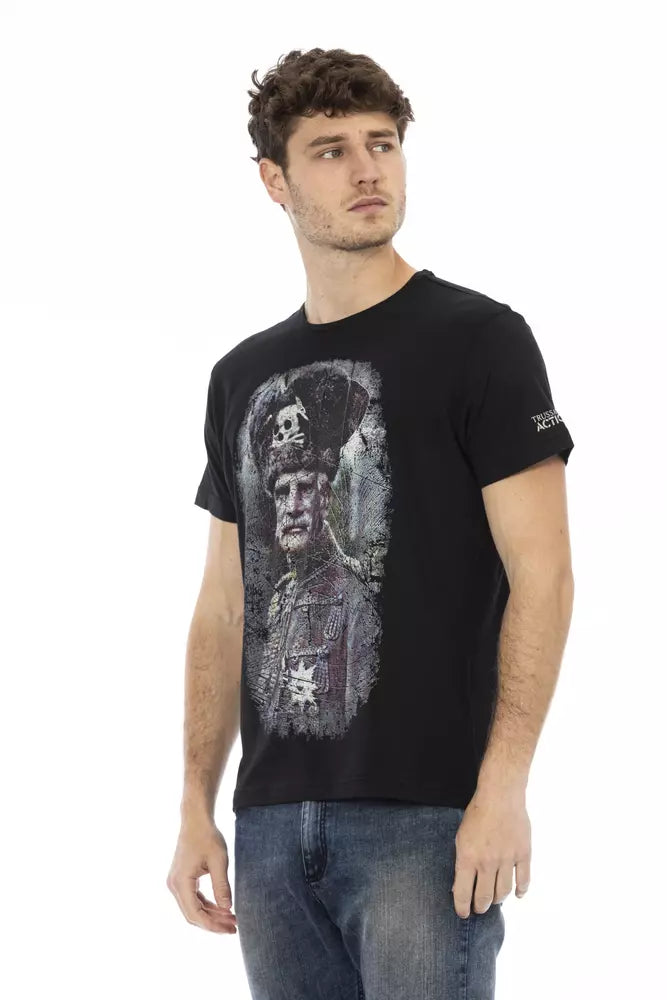 Trussardi Action Schwarzes Baumwoll-T-Shirt für Herren