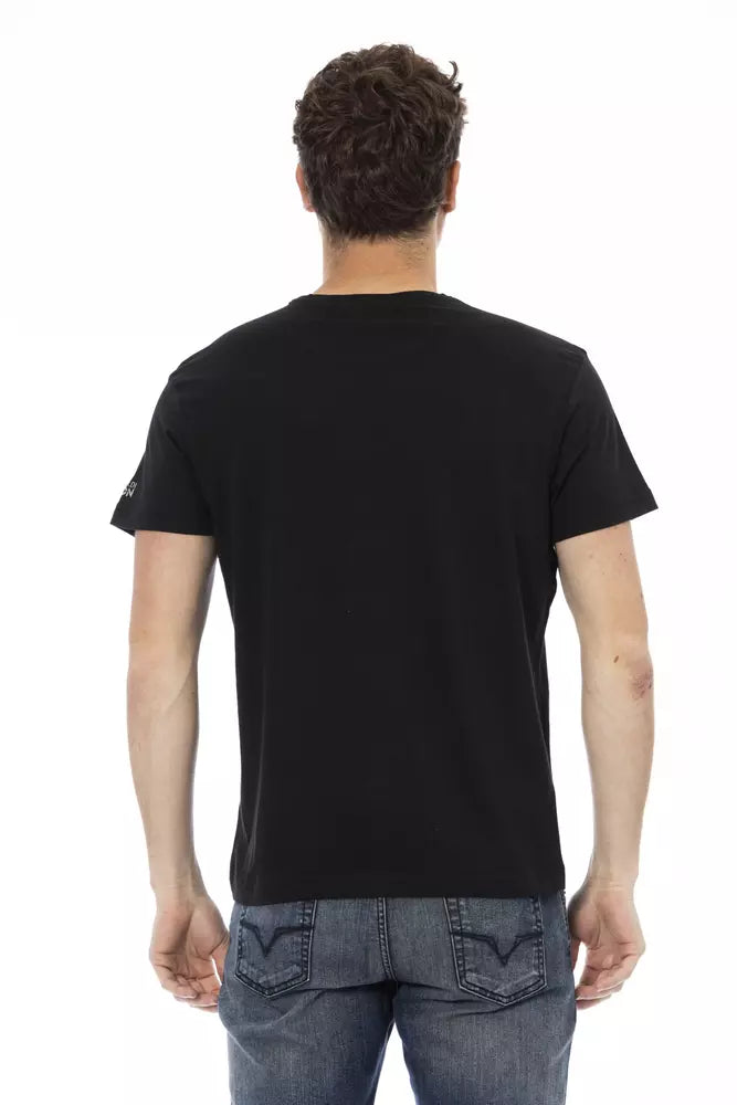 Trussardi Action Schwarzes Baumwoll-T-Shirt für Herren