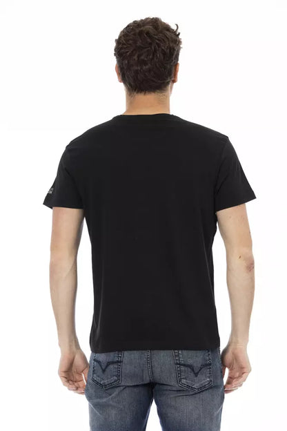 Trussardi Action Schwarzes Baumwoll-T-Shirt für Herren